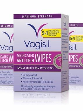 Vagisil Maximum Strength Medicated Anti-Itch Wipes - Pink & White (3 Pack)
